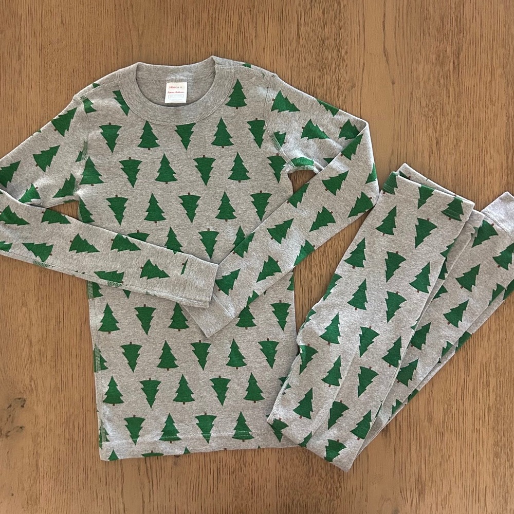 Hanna Andersson Kids Christmas Trees Pajama Set Size 10